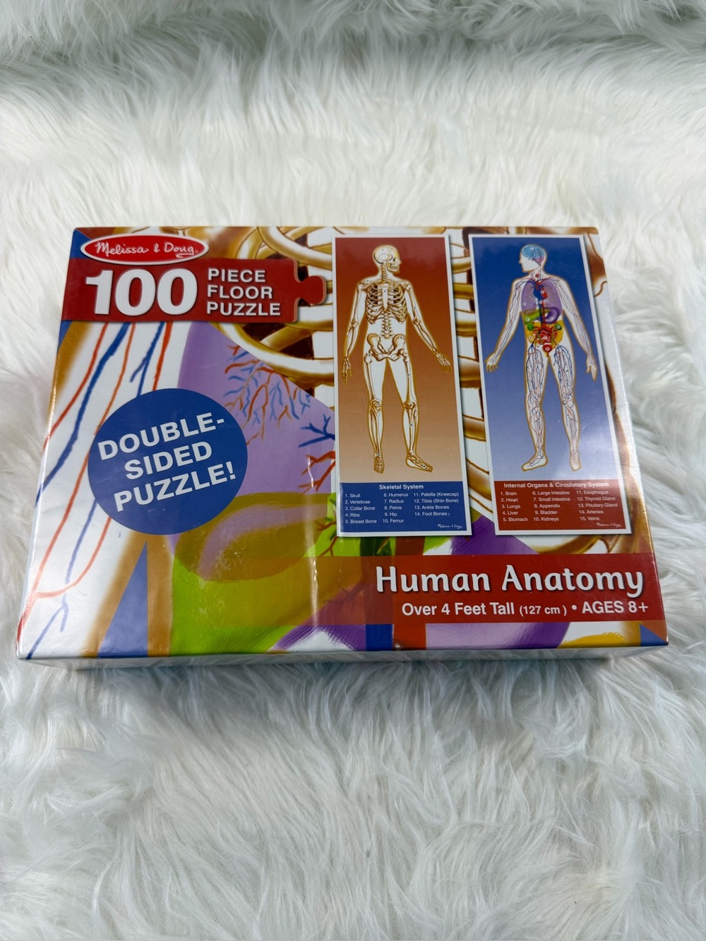 NIB Melissa & Doug Human Anatomy 100 Piece Double Sided Floor Puzzle 4 Ft Age 8+